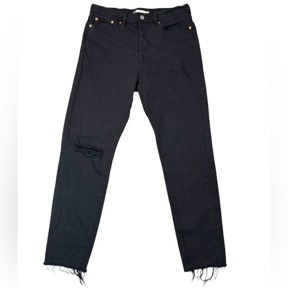 Levis Premium Wedgie Button Fly High Rise Frayed Hem Black Jeans | Size 29 - Picture 3 of 16